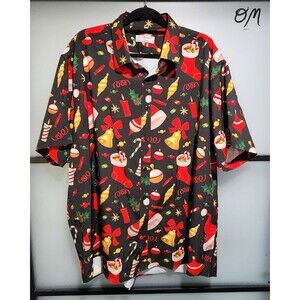 Envmenst Men's Ugly Christmas Short Sleeve Button Up Shirt - Size XXXL